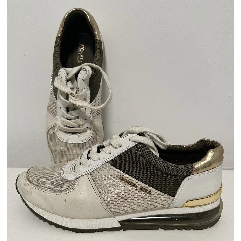 Michael Kors Shoes Womens‎ 8M Trainer Gold Brown Extreme SG18K Lace-Up Sneaker
